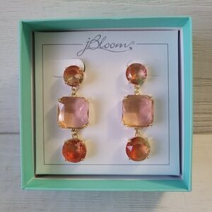 Gold and Pink Poppy Earrings